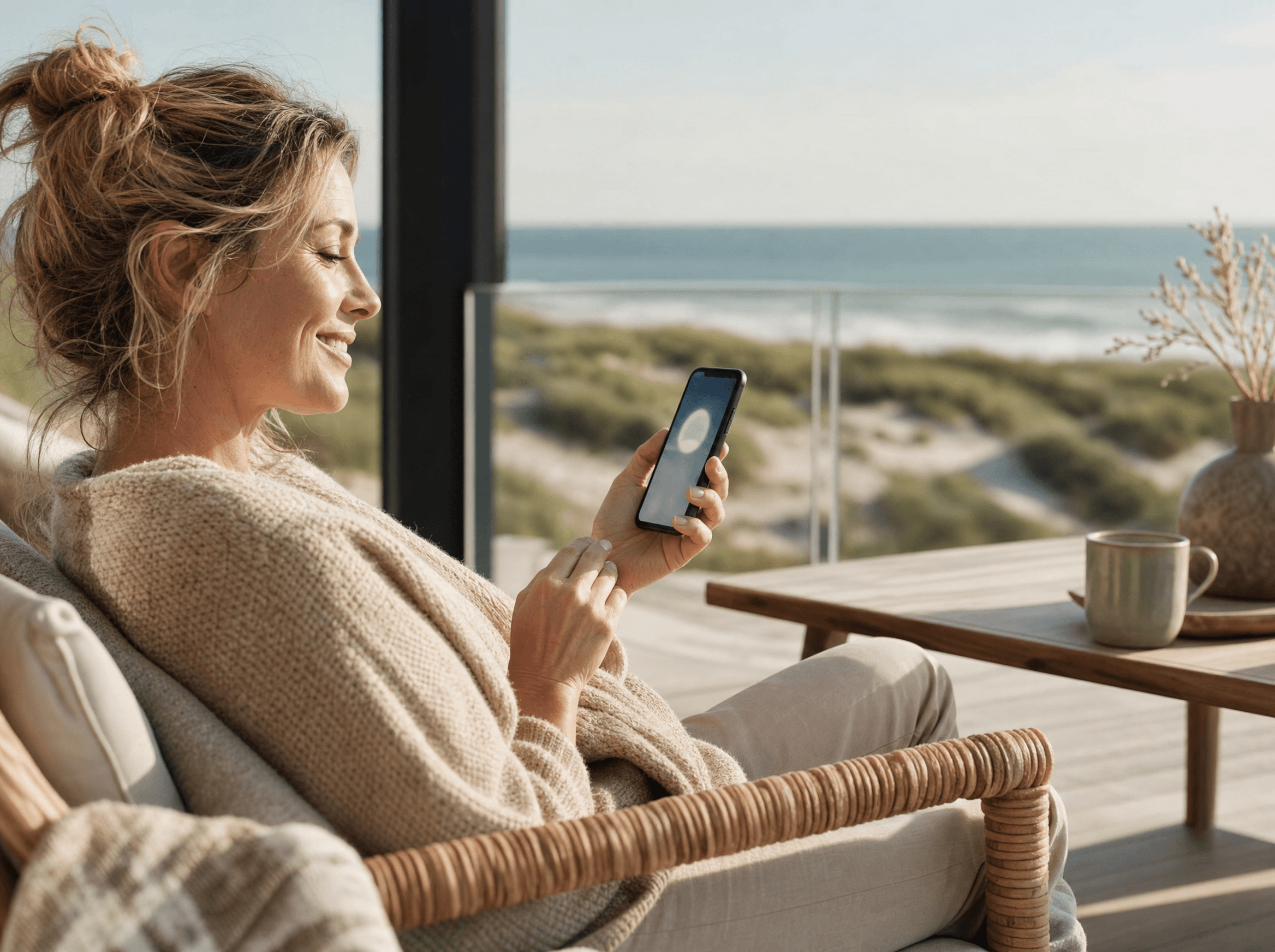 Buchungsbestätigung auf dem Smartphone an der Nordsee